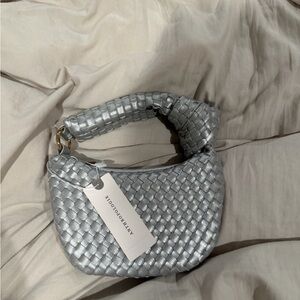 Silver Woven Handbag anthropology, mini bag